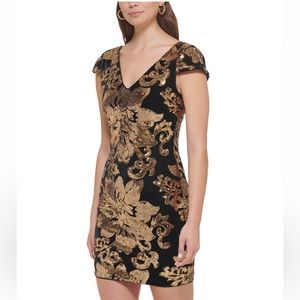 Floral velvet sequin Guess sheath dress NWT